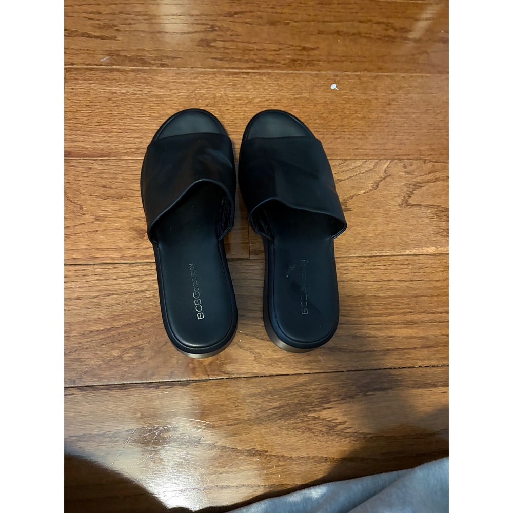 BCBGeneration Farah Black Platform Slide Sandals … - image 3